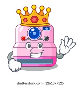 King instant camera isolated on a mascot