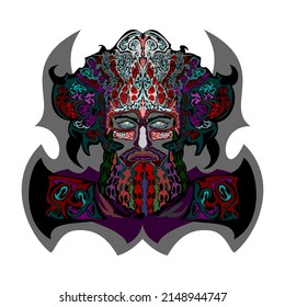 King of iron steel. Vector portrait illustration isolated on white background.