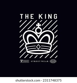 the King isolated on black background. For printable souvenir: t-shirt, pillow, mug, cup. Royal silhouette vector 
