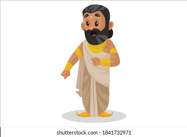 King Janaka is shocked. Vector cartoon illustration. Isolated on a white background.