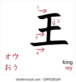 King. Japanese flash card vector design for students