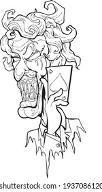King-Joker-Bad mit isoliertem Muster von Objekten und Text, nahtloser Hintergrund