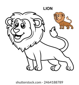 King Of The Jungle Flat Design For Coloring Pages