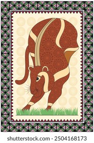 King of the Jungle: A Majestic Gond Artwork of a Lion. Gond lion painting, Indian folk art lion, Tribal lion artwork, Jungle animal art, Wildlife Gond painting