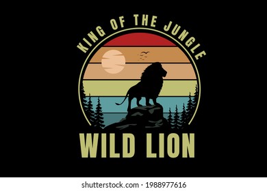 king of the jungle wild lion color red orange and green