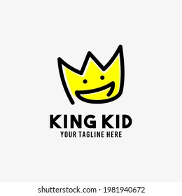 Símbolo de diseño de estilo plano King kid ilustración de logo vector plantilla gráfica