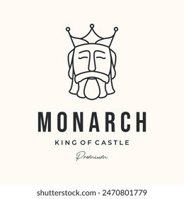 king of kingdom line art logo vector minimalist illustration design, gentleman monarch logo design