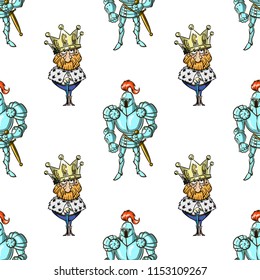 king and knight seamless pattern