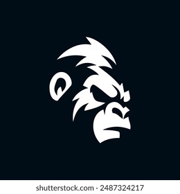 Icono del logotipo del Vector de la ilustración del diseño de la cara de King Kong para la camiseta. Gráfico llamativo y cautivador para la marca y la ropa.