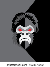 King Kong face on flat design