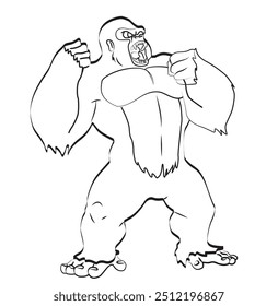 gorila king Kong desenhos animados raivosos, ilustração vetorial