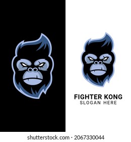 king kong gorilla head face illustration for esports logo design vector	