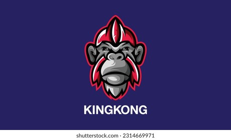 King Kong gorilla head logo wearing armor head design