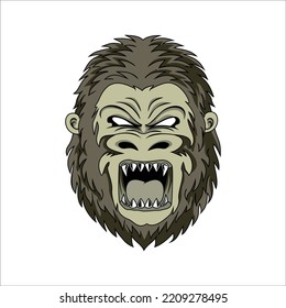 king kong head mascot design. wild primate logo template. angry gorilla vector illustration.