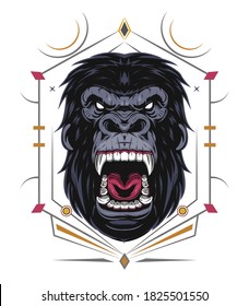 king kong illustration design. vector gorilla head.