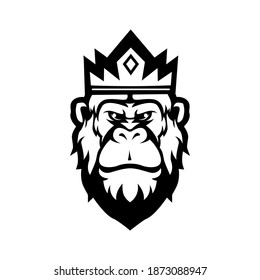 King kong mascot logo silhouette version. Gorilla logo in sport style, mascot logo illustration design vector