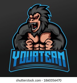 King Kong Monkey Mascot Sport Illustration Design for Logo Esport Gaming Team Squad