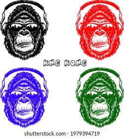 ilustración portadora de música king kong para su empresa o marca