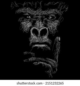 King kong vector sketch illustration, scribble art