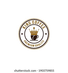 king kopi logo with coffee beans turned into a glass and a gold crown that depicts the king of coffee which has the most delicious taste and aroma