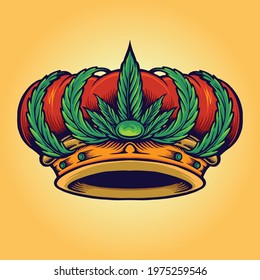  King Kush Logo Isolated Cannabis Crown Vector illustrations for your work Logo, mascot merchandise t-shirt, stickers and Label designs, poster, greeting cards advertising business company or brands.