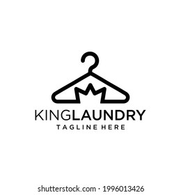 King laundry logo design template with line art style.