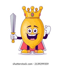 King-Zitronenkartographie-Maskottchen-Vektorgrafik-Design