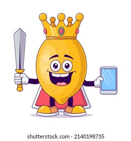king lemon cartoon mascot character vector illustration design