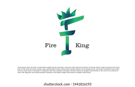 king letter logo f. letter f green gradient logo