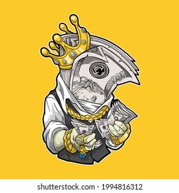 the king of life, money with wealth and gold in his body
