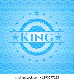 King light blue water wave emblem background.