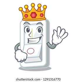 King light switch above cartoon wooden wall