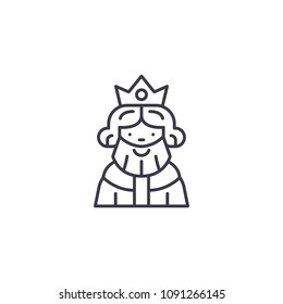 King linear icon concept. King line vector sign, symbol, illustration.