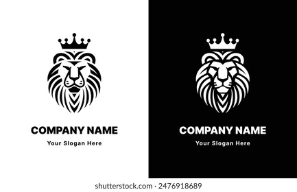 King Lion with Crown Logo Vector for Your Brand