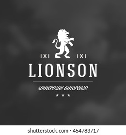 King Lion Design Element in Vintage Style for Logotype, Label, Badge and other design. Retro vector illustration. Heraldic lion silhouette.