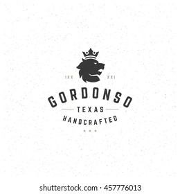 King Lion Design Element in Vintage Style for Logotype, Label, Badge and other design. Retro vector illustration.