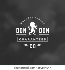 King Lion Design Element in Vintage Style for Logo, Label, Badge and other design. Retro vector illustration. Heraldic lion silhouette.