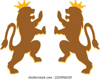 King Lion with Golden Crown - (Editable file) Vector Illustration