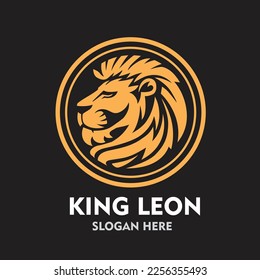 King lion head circle symbol design illustration