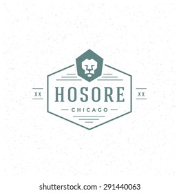 King Lion head and crown Design Element in Vintage Style for Logotype, Label, Badge and other design. Retro vector illustration.