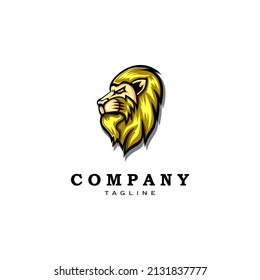 King lion head logo design, golden royal premium.