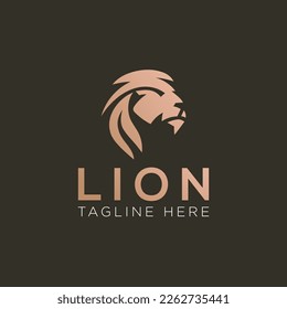 King Lion Head Logo, Lion Strong Logo Golden Royal Premium Elegant Design