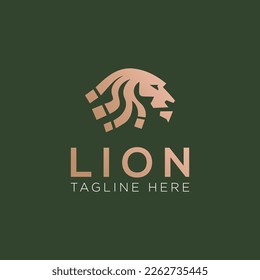 King Lion Head Logo, Lion Strong Logo Golden Royal Premium Elegant Design