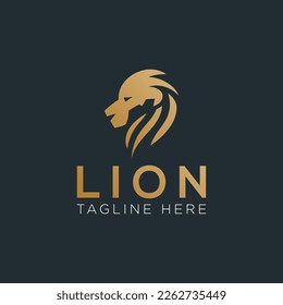 King Lion Head Logo, Lion Strong Logo Golden Royal Premium Elegant Design