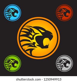 King Lion Head Logo Template, Lion Strong and Gallant Face with Bushy Hair, Logo  Royal Premium Elegant Design, Brand Identity, Icon, Badge, Sticker Emblem with Circle