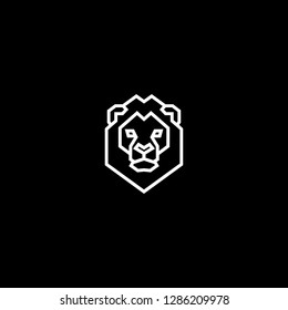 King Lion Head Logo Template, Abstract geometric line art, Vector illustration.