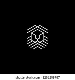 King Lion Head Logo Template, Abstract geometric line art, Vector illustration.