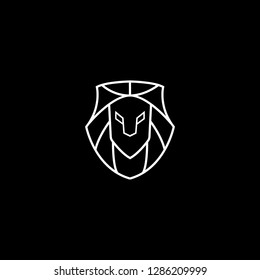 King Lion Head Logo Template, Abstract geometric line art, Vector illustration.