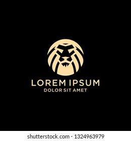 King Lion Head Logo Template, Lion Strong Logo Golden Royal Premium Elegant Design