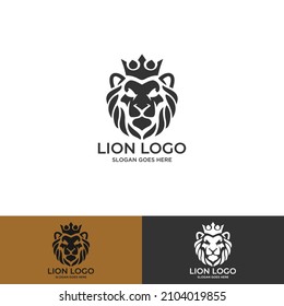 King Lion Head Logo Template, Lion Strong Logo Golden Royal Premium Elegant Design